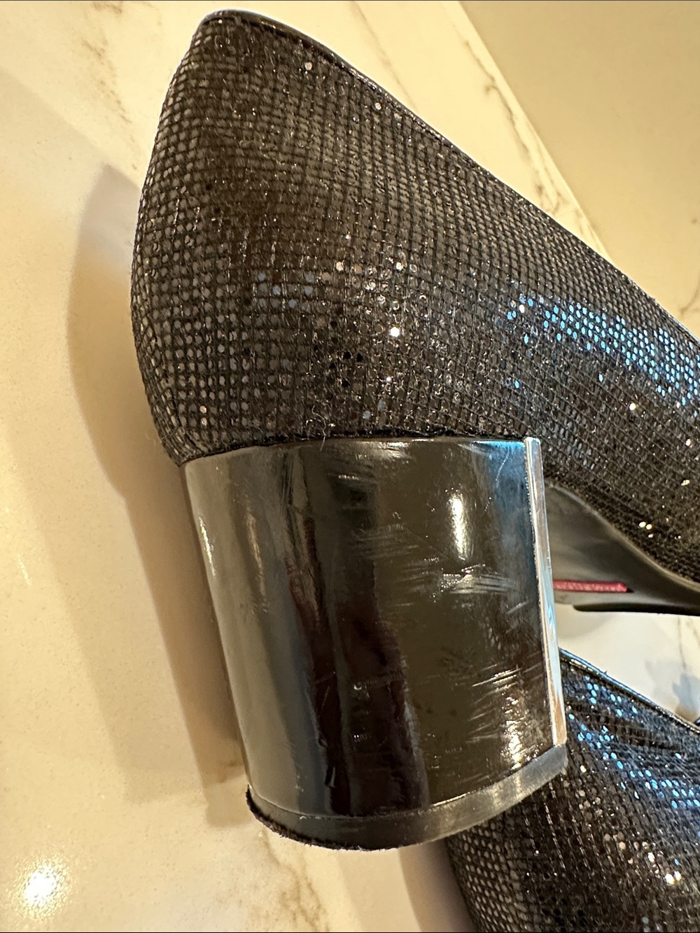 Isaac Mizrahi New York Vivian Black Glitter Bow Pumps - Picture 5 of 7